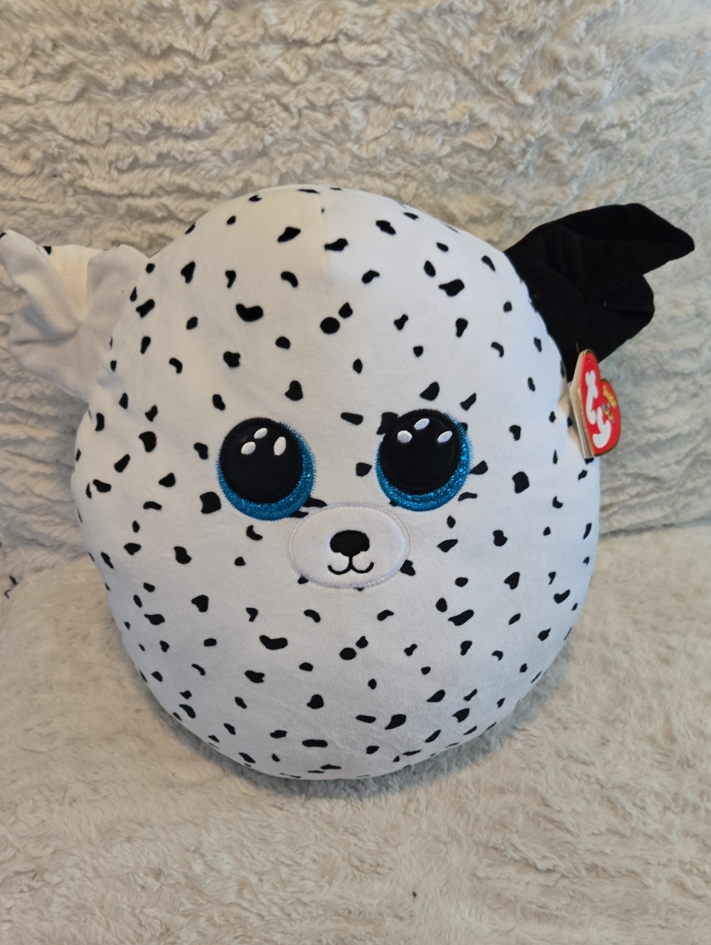TY Beanie Ballz Dalmatian Plush - White & Black with Blue Eyes